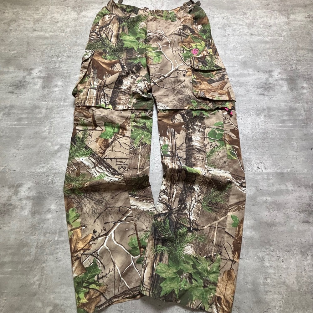 Game Winner Cargo Pants 28 Waist Brown Realtree Xtra Camo Convertible Zip Off
